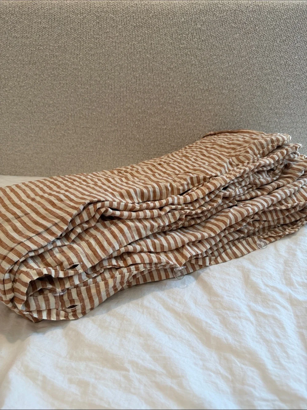 Quince European Linen Stripe Duvet Cover Terracotta white stripe
